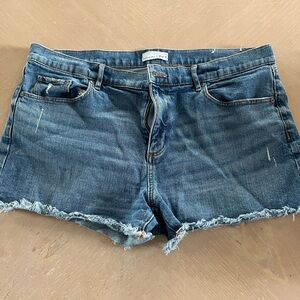 LOFT Medium Blue Distressed Denim Cutoff Shorts